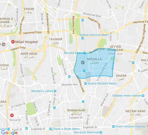 نقشه  بهشتی - عباس آباد - سهروردی- تهران