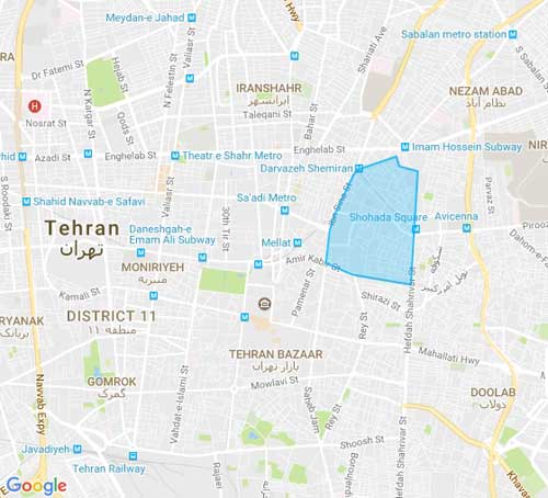 نقشه دروازه شمیران - تهران