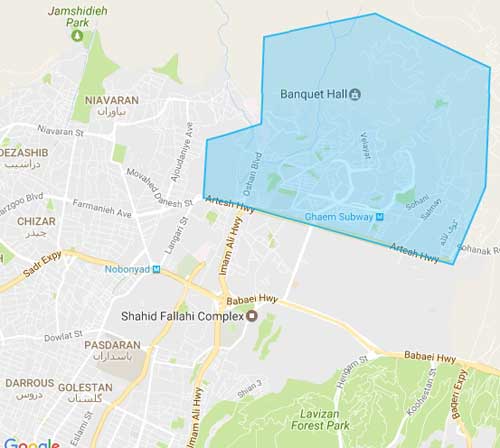 نقشه  مینی ستی - تهران