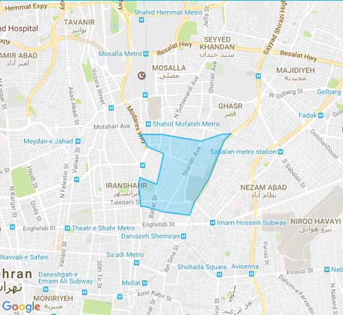 نقشه شریعتی جنوبی - تهران