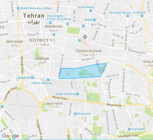 نقشه شوش - تهران