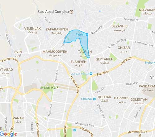 نقشه  تجریش - تهران